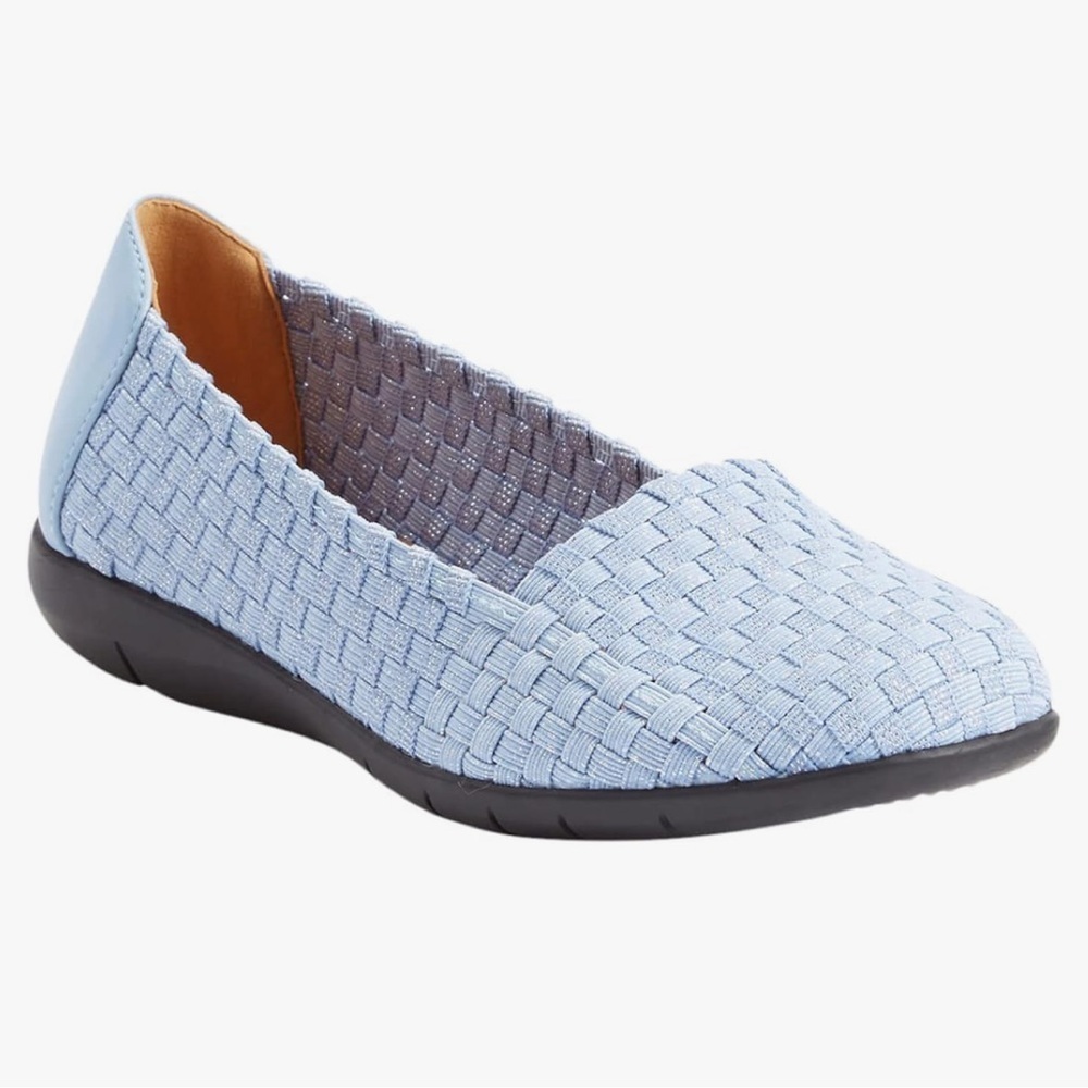 Comfortview Bethany Woven Slip‑On Flats Women’s 10.5W Blue Denim Metallic